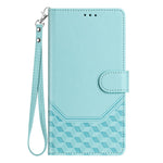 For Oppo F29 5G Case Imprinted Honeycomb RFID Blocking Leather Phone Cover with Strap