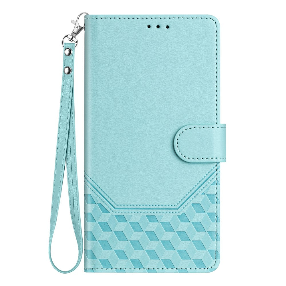 For Oppo F29 5G Case Imprinted Honeycomb RFID Blocking Leather Phone Cover with Strap