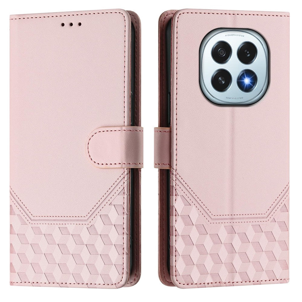 For Oppo F29 5G Case Imprinted Honeycomb RFID Blocking Leather Phone Cover with Strap
