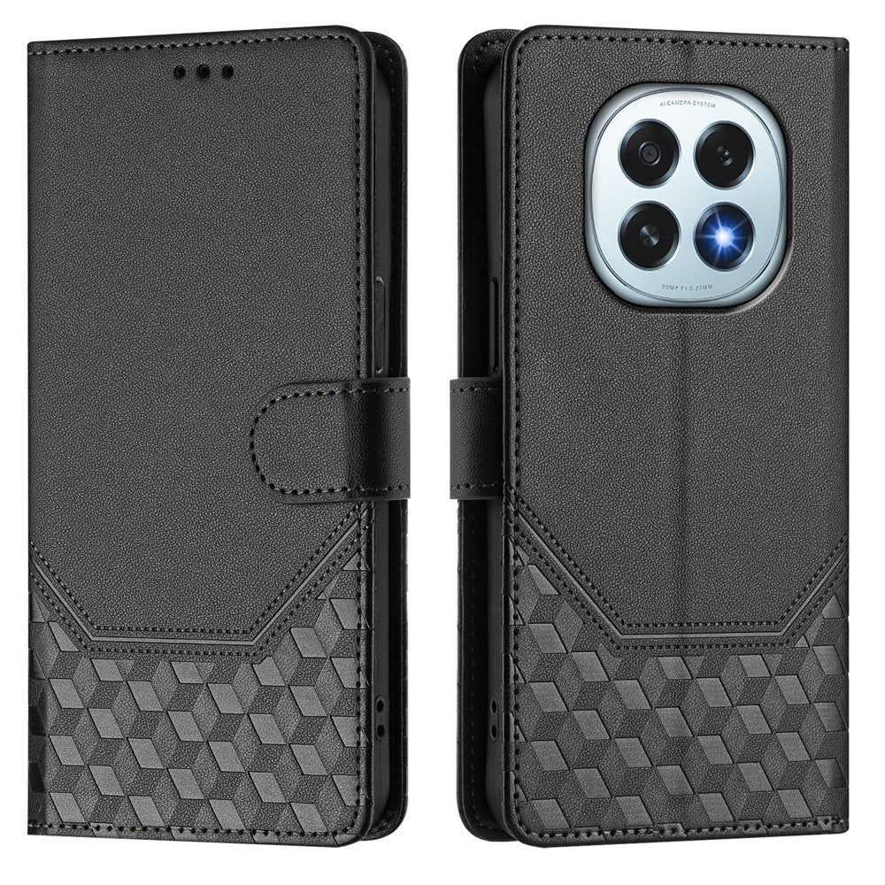 For Oppo F29 5G Case Imprinted Honeycomb RFID Blocking Leather Phone Cover with Strap