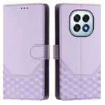For Oppo F29 5G Case Imprinted Honeycomb RFID Blocking Leather Phone Cover with Strap