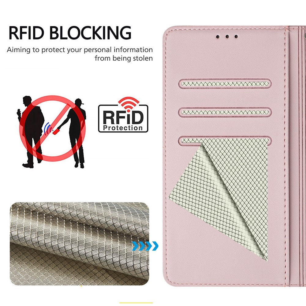 For OnePlus 13T 5G Case Imprinted Honeycomb RFID Blocking Leather Phone Cover with Strap