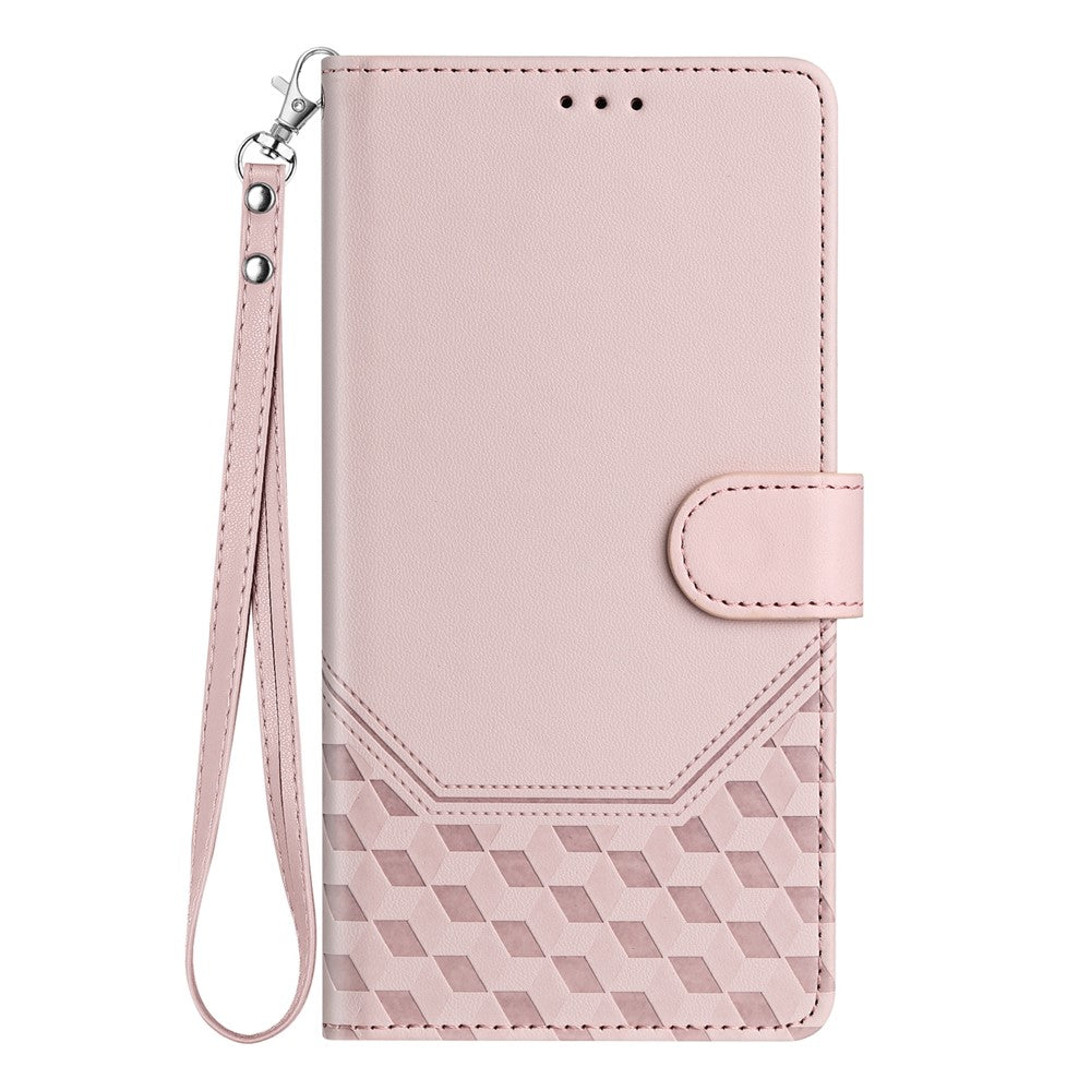 For OnePlus 13T 5G Case Imprinted Honeycomb RFID Blocking Leather Phone Cover with Strap