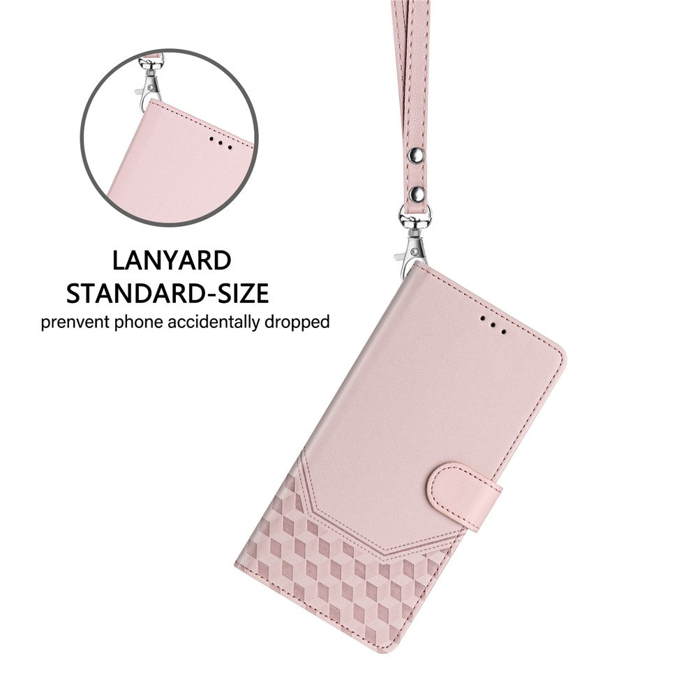 For OnePlus 13T 5G Case Imprinted Honeycomb RFID Blocking Leather Phone Cover with Strap