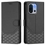 For OnePlus 13T 5G Case Imprinted Honeycomb RFID Blocking Leather Phone Cover with Strap