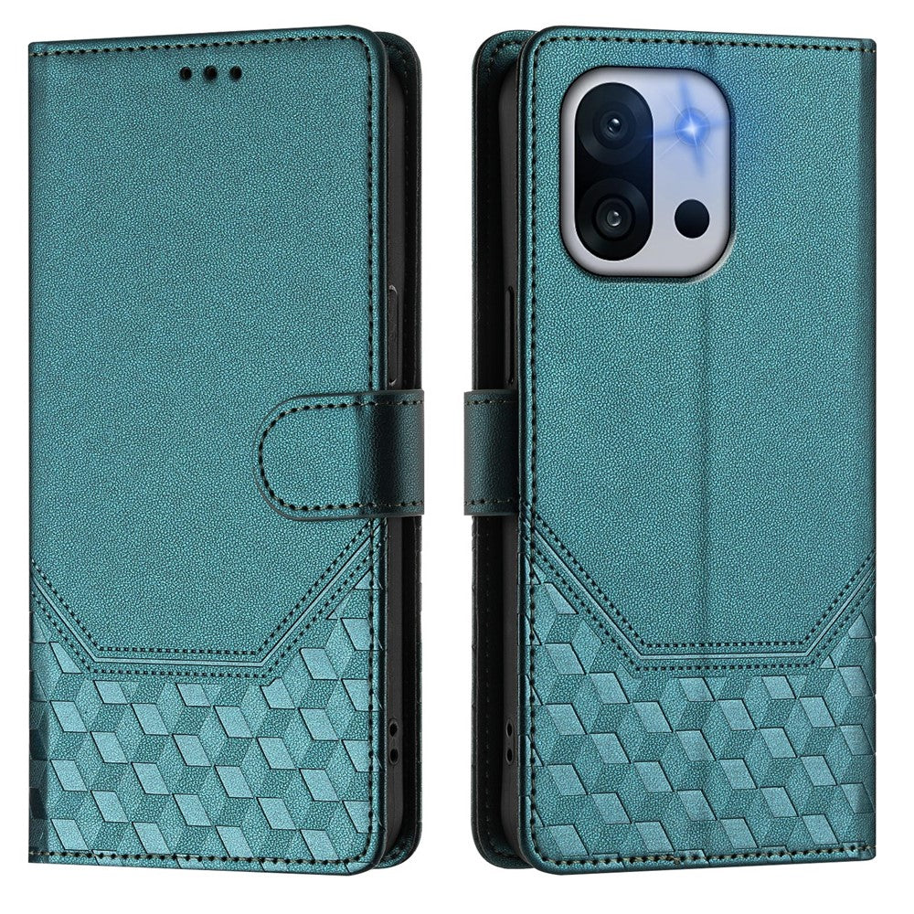 For OnePlus 13T 5G Case Imprinted Honeycomb RFID Blocking Leather Phone Cover with Strap