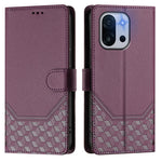 For OnePlus 13T 5G Case Imprinted Honeycomb RFID Blocking Leather Phone Cover with Strap