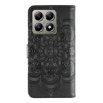 For Xiaomi 14T Case PU Leather Mandala Imprinted Design Wallet Phone Cover with Wrist Strap