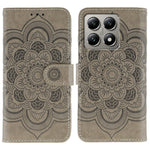 Xiaomi 14T Pro-skal i PU-läder med mandala-präglad design och plånboksfodral med handledsrem