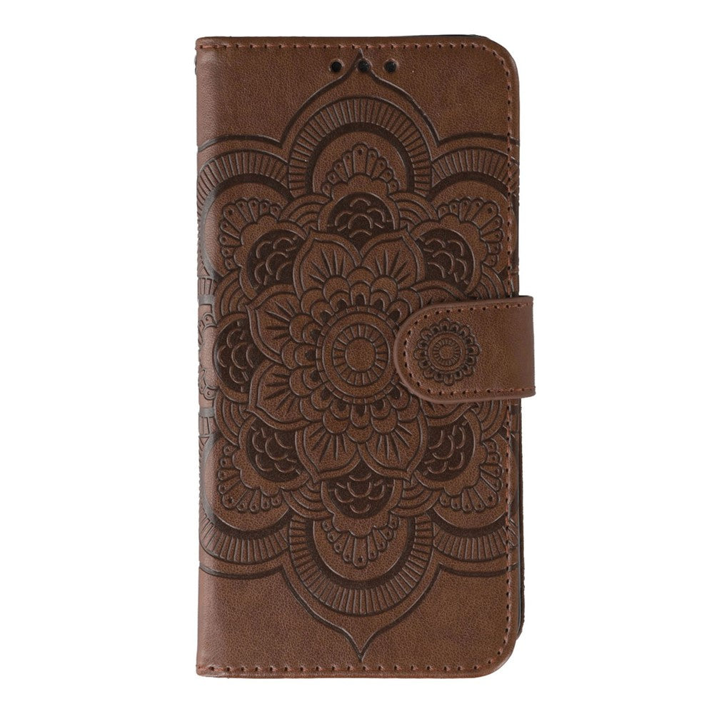 Xiaomi 14T Pro-skal i PU-läder med mandala-präglad design och plånboksfodral med handledsrem