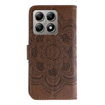 Xiaomi 14T Pro-skal i PU-läder med mandala-präglad design och plånboksfodral med handledsrem