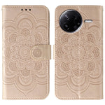Xiaomi Poco F7 Pro 5G / Redmi K80 5G-skal PU-läder med mandala-präglad design, plånboksfodral och handledsrem