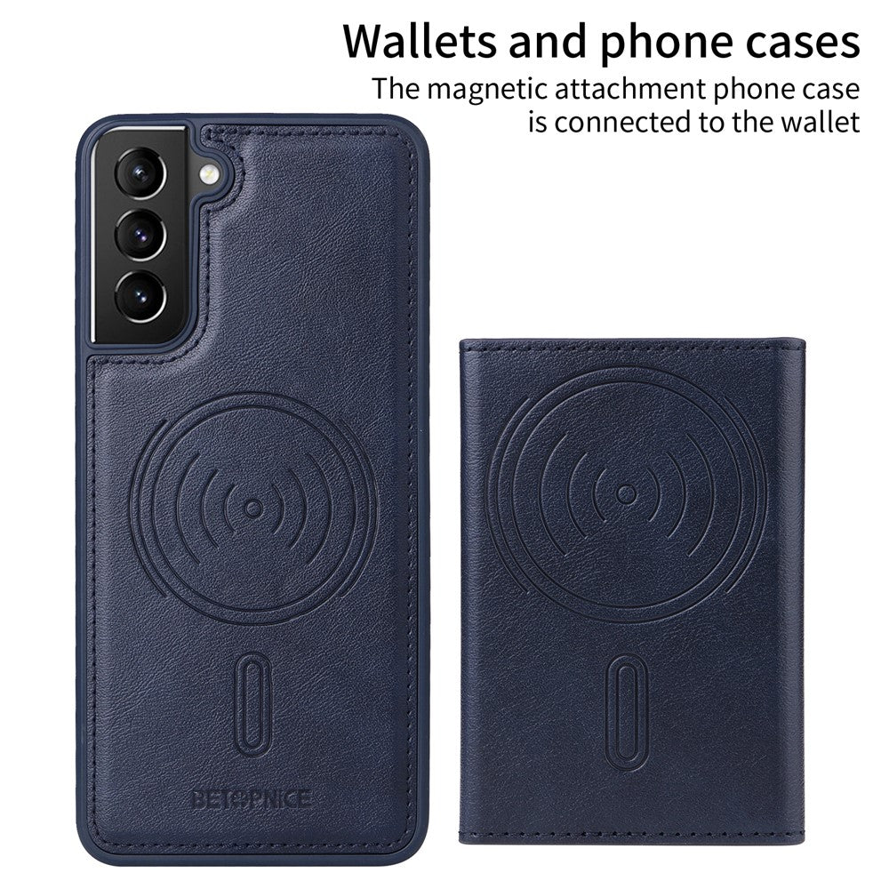 BETOPNICE For Samsung Galaxy S21+ 5G Magnetic Case  Leather Phone Cover Kickstand with Detachable Card Bag