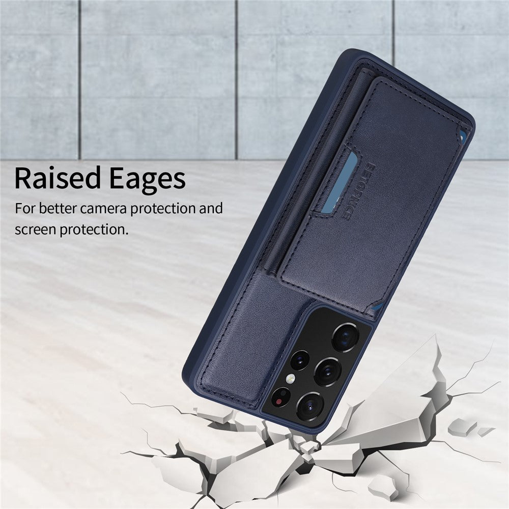 BETOPNICE For Samsung Galaxy S21 Ultra 5G Magnetic Case  Leather Phone Cover Kickstand with Detachable Card Bag
