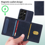 BETOPNICE For Samsung Galaxy S21 Ultra 5G Magnetic Case  Leather Phone Cover Kickstand with Detachable Card Bag