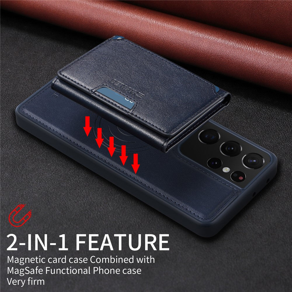 BETOPNICE For Samsung Galaxy S21 Ultra 5G Magnetic Case  Leather Phone Cover Kickstand with Detachable Card Bag