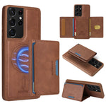 BETOPNICE For Samsung Galaxy S21 Ultra 5G Magnetic Case  Leather Phone Cover Kickstand with Detachable Card Bag