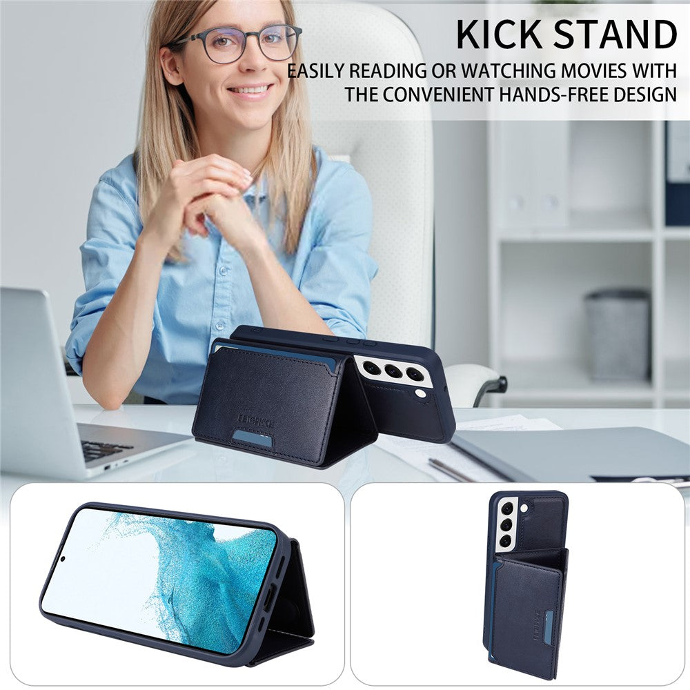 BETOPNICE magnetisk lædercover til Samsung Galaxy S22 5G med stativ og aftagelig kortholder