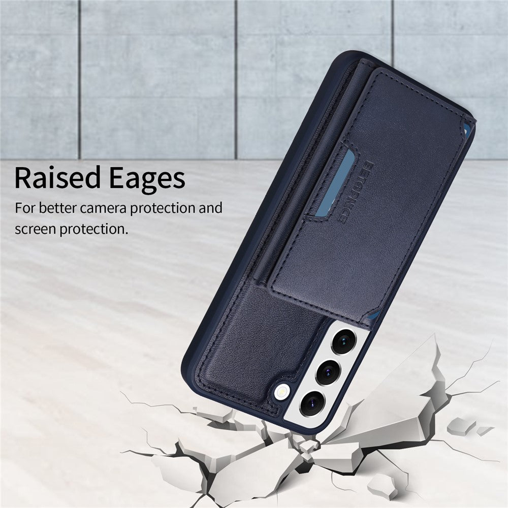 BETOPNICE magnetisk lædercover til Samsung Galaxy S22 5G med stativ og aftagelig kortholder