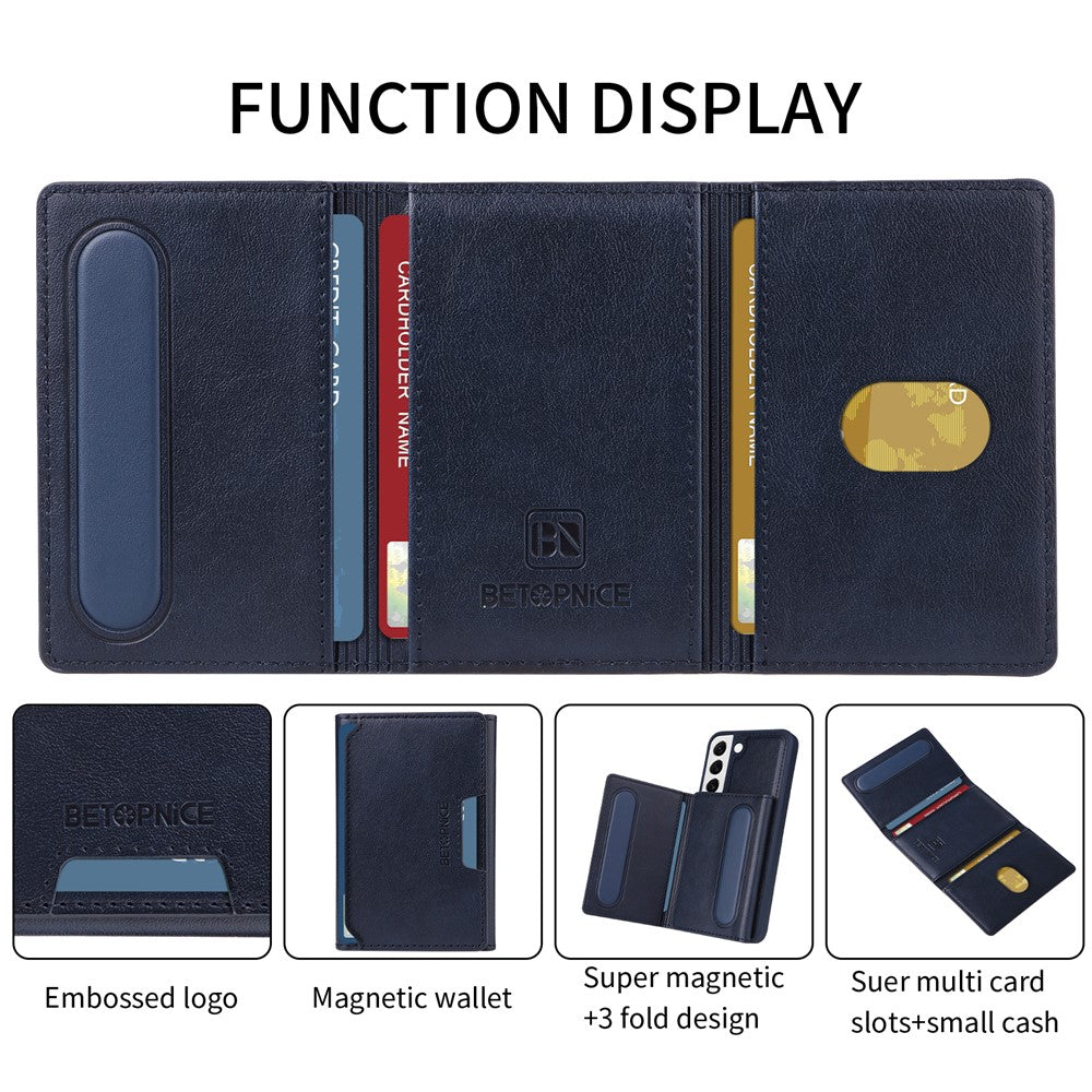 BETOPNICE magnetisk lædercover til Samsung Galaxy S22 5G med stativ og aftagelig kortholder