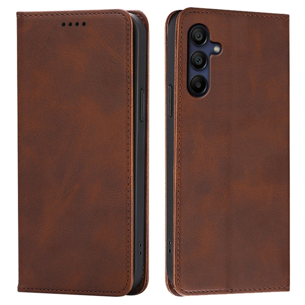 Til Samsung Galaxy A06s Etui Pung Kalvetekstur Læder Telefoncover med Skjult Magnetisk Lukning