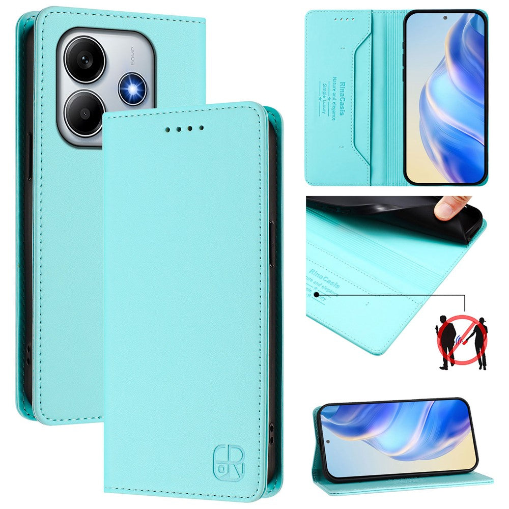 For Xiaomi Poco M7 Pro 5G Leather Case RINACASIS RC01 Phone Cover with RFID Blocking Wallet Stand