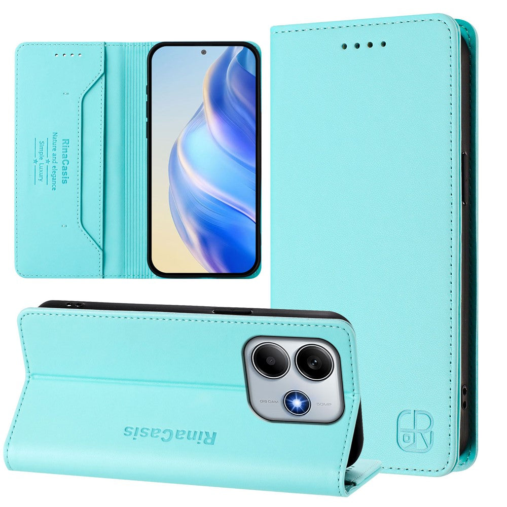 For Xiaomi Poco M7 Pro 5G Leather Case RINACASIS RC01 Phone Cover with RFID Blocking Wallet Stand