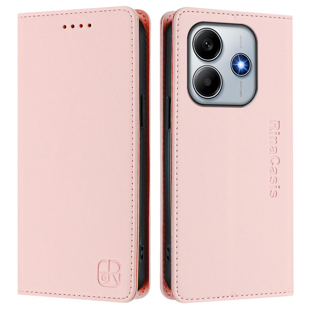 For Xiaomi Poco M7 Pro 5G Leather Case RINACASIS RC01 Phone Cover with RFID Blocking Wallet Stand