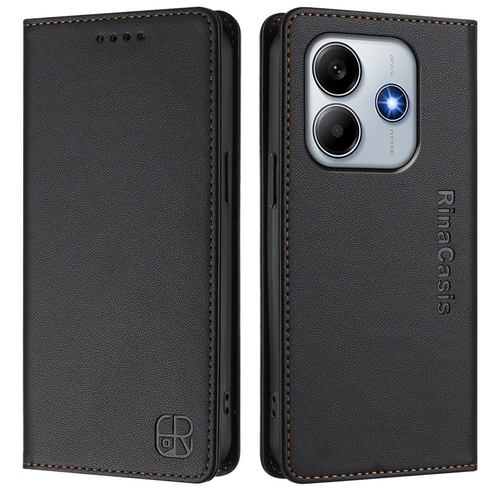 For Xiaomi Poco M7 Pro 5G Leather Case RINACASIS RC01 Phone Cover with RFID Blocking Wallet Stand