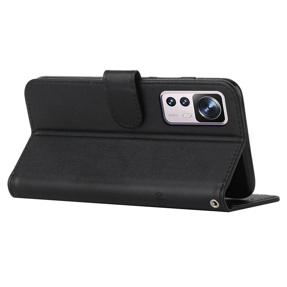 For Xiaomi 12T 5G / Redmi K50 Ultra 5G / 12T Pro 5G Stitching PU Leather Flip Case Wallet Stand Full Shockproof Protective Cover with Strap