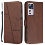 For Xiaomi 12T 5G / Redmi K50 Ultra 5G / 12T Pro 5G Stitching PU Leather Flip Case Wallet Stand Full Shockproof Protective Cover with Strap