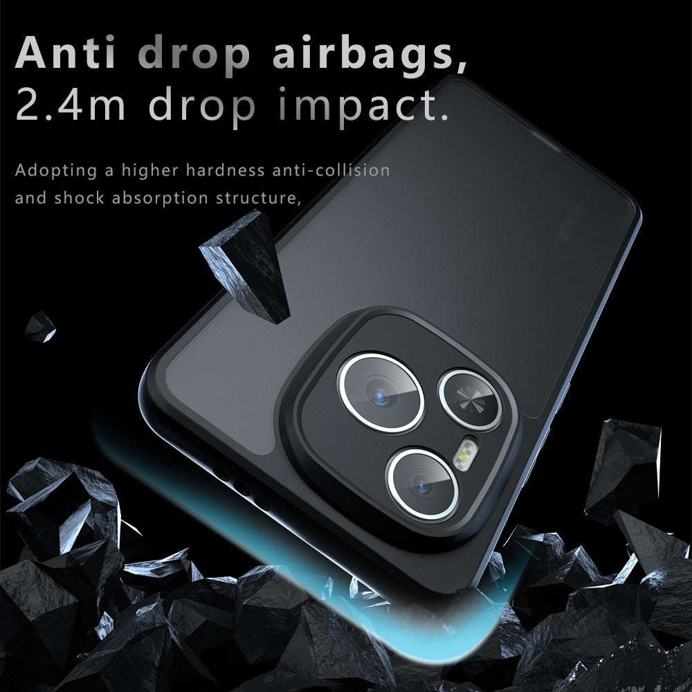 For Honor Power 5G Case Skin-Touch TPU + PC Matte Phone Back Cover, Transparent Black