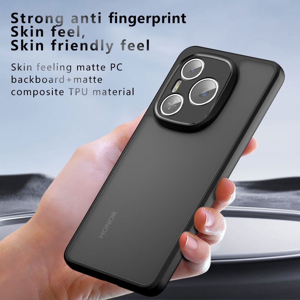 For Honor Power 5G Case Skin-Touch TPU + PC Matte Phone Back Cover, Transparent Black