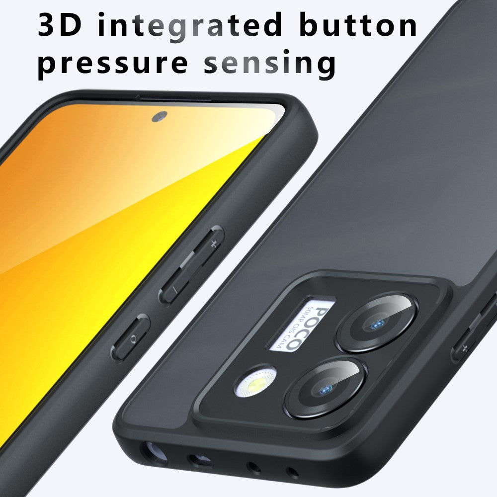 For Xiaomi Poco M7 Pro 5G Case Skin-Touch TPU + PC Matte Phone Back Cover, Transparent Black