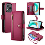 DF-011 For Honor 400 Lite 5G Case Zipper Pocket Wallet Leather Phone Cover with Straps