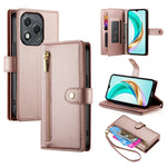 DF-011 For Honor 400 Lite 5G Case Zipper Pocket Wallet Leather Phone Cover with Straps