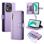 DF-011 For Honor 400 Lite 5G Case Zipper Pocket Wallet Leather Phone Cover with Straps