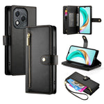 DF-011 For Honor 400 Lite 5G Case Zipper Pocket Wallet Leather Phone Cover with Straps