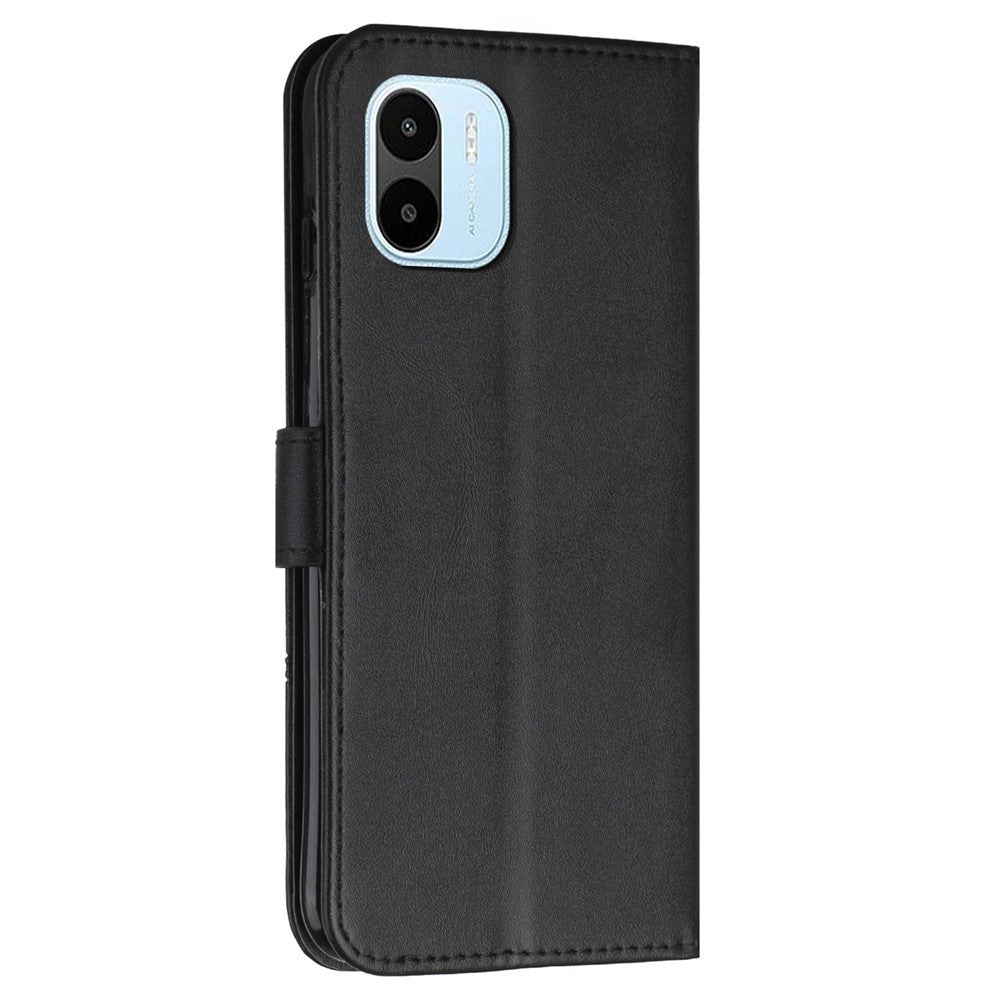 For Xiaomi Redmi A1 4G / A2 4G Simple Style Phone Cover Stitching Design Wallet Anti-scratch PU Leather Stand Case with Strap