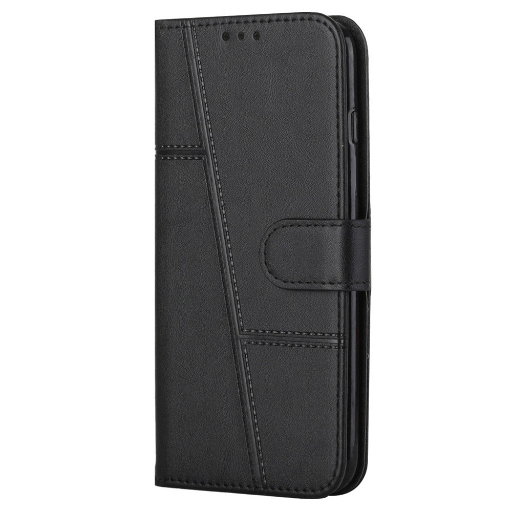 For Xiaomi Redmi A1 4G / A2 4G Simple Style Phone Cover Stitching Design Wallet Anti-scratch PU Leather Stand Case with Strap