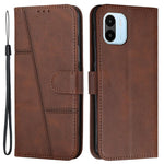 For Xiaomi Redmi A1 4G / A2 4G Simple Style Phone Cover Stitching Design Wallet Anti-scratch PU Leather Stand Case with Strap