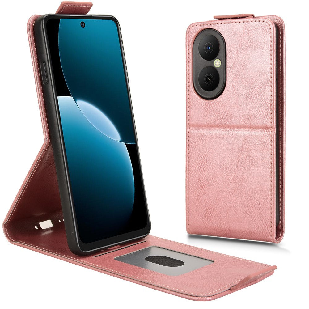 For Huawei Enjoy 80 Stand Case Magnetic Clasp Vertical Flip Leather Phone Cover with Card Holder
