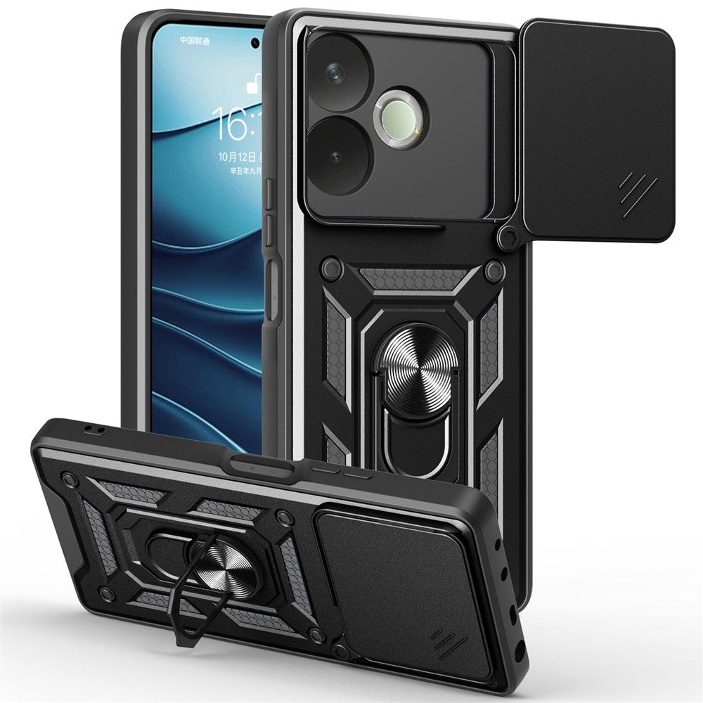 PC + TPU Case For Oppo A5 Pro 4G (Global) / 5G (Global) / A5 Energy 5G (China) Kickstand Phone Cover with Slide Camera Lid