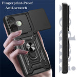 PC + TPU Case For Oppo A5 Pro 4G (Global) / 5G (Global) / A5 Energy 5G (China) Kickstand Phone Cover with Slide Camera Lid