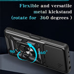 PC + TPU Case For Oppo A5 Pro 4G (Global) / 5G (Global) / A5 Energy 5G (China) Kickstand Phone Cover with Slide Camera Lid