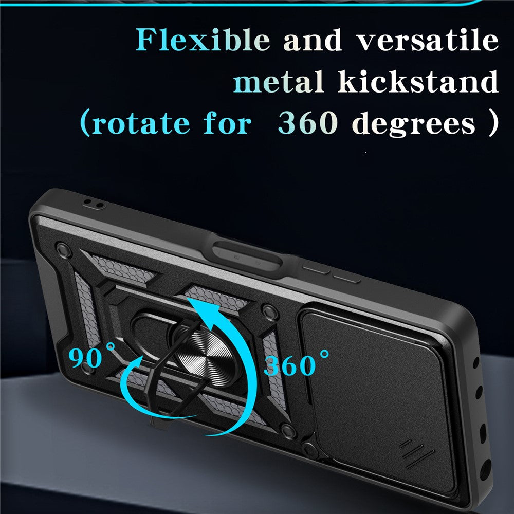 PC + TPU Case For Oppo A5 Pro 4G (Global) / 5G (Global) / A5 Energy 5G (China) Kickstand Phone Cover with Slide Camera Lid