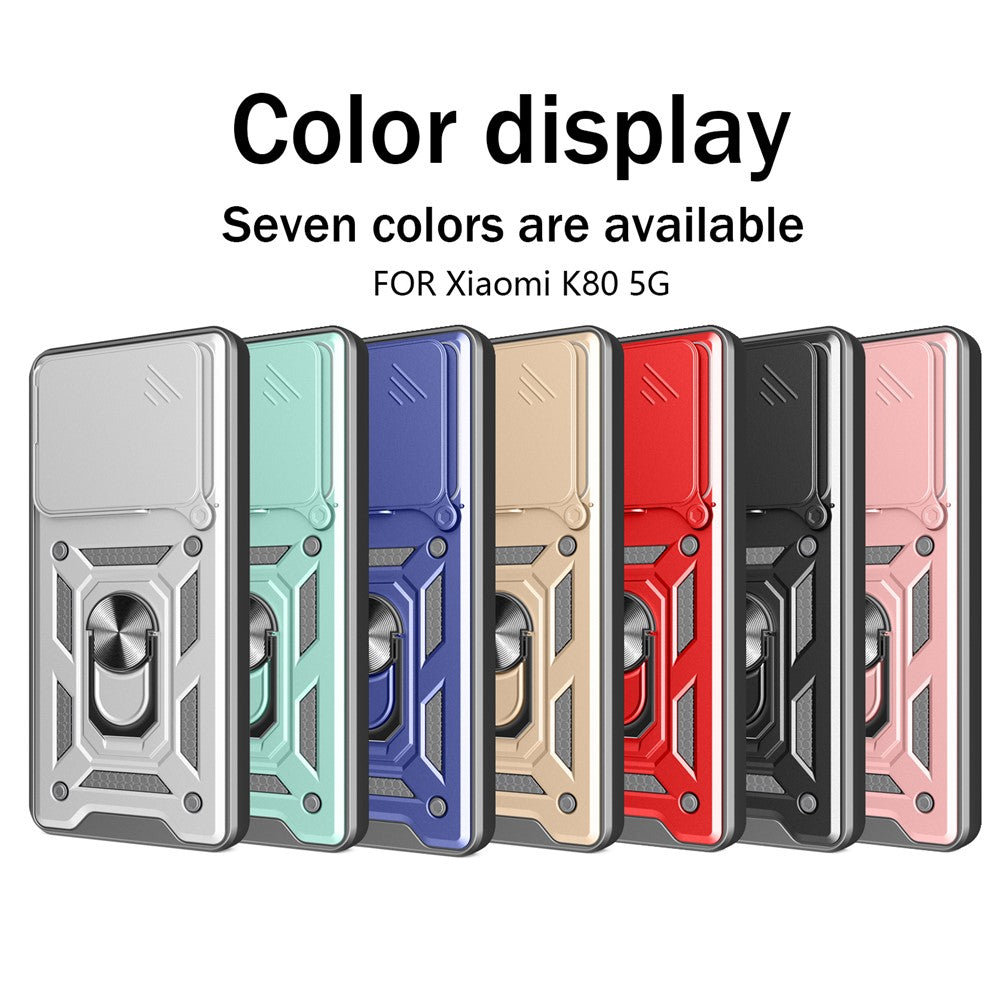For Xiaomi Redmi K80 5G  /  Poco F7 Pro 5G Case with Slide Camera Lid PC + TPU Kickstand Phone Cover