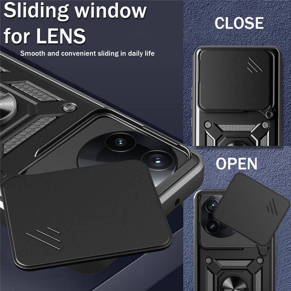 For Xiaomi Redmi K80 5G  /  Poco F7 Pro 5G Case with Slide Camera Lid PC + TPU Kickstand Phone Cover