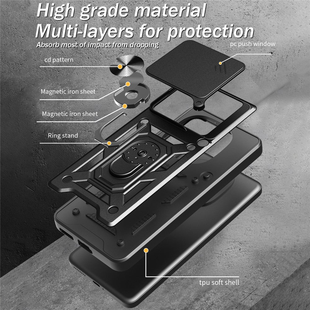 For Xiaomi Redmi K80 5G  /  Poco F7 Pro 5G Case with Slide Camera Lid PC + TPU Kickstand Phone Cover