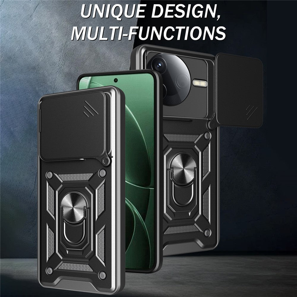 For Xiaomi Redmi K80 5G  /  Poco F7 Pro 5G Case with Slide Camera Lid PC + TPU Kickstand Phone Cover